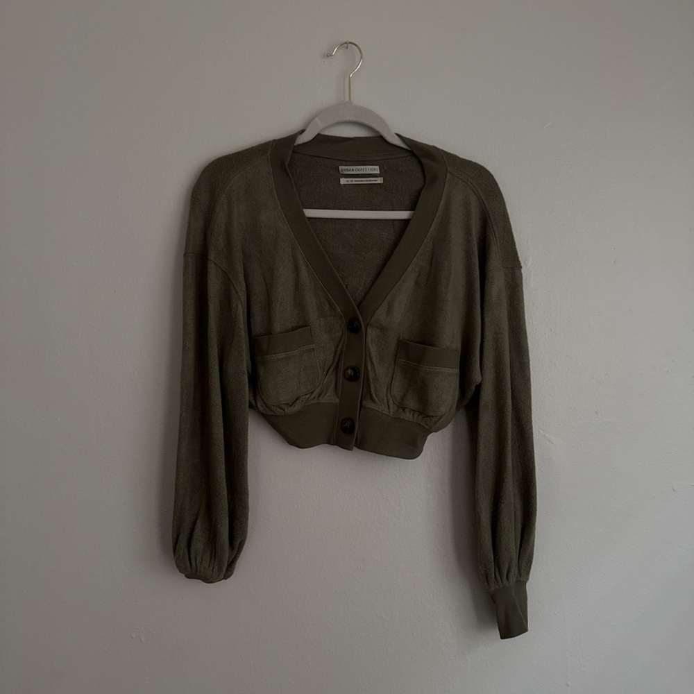 Urban Outfitters Olive Green Cropped Cardigan